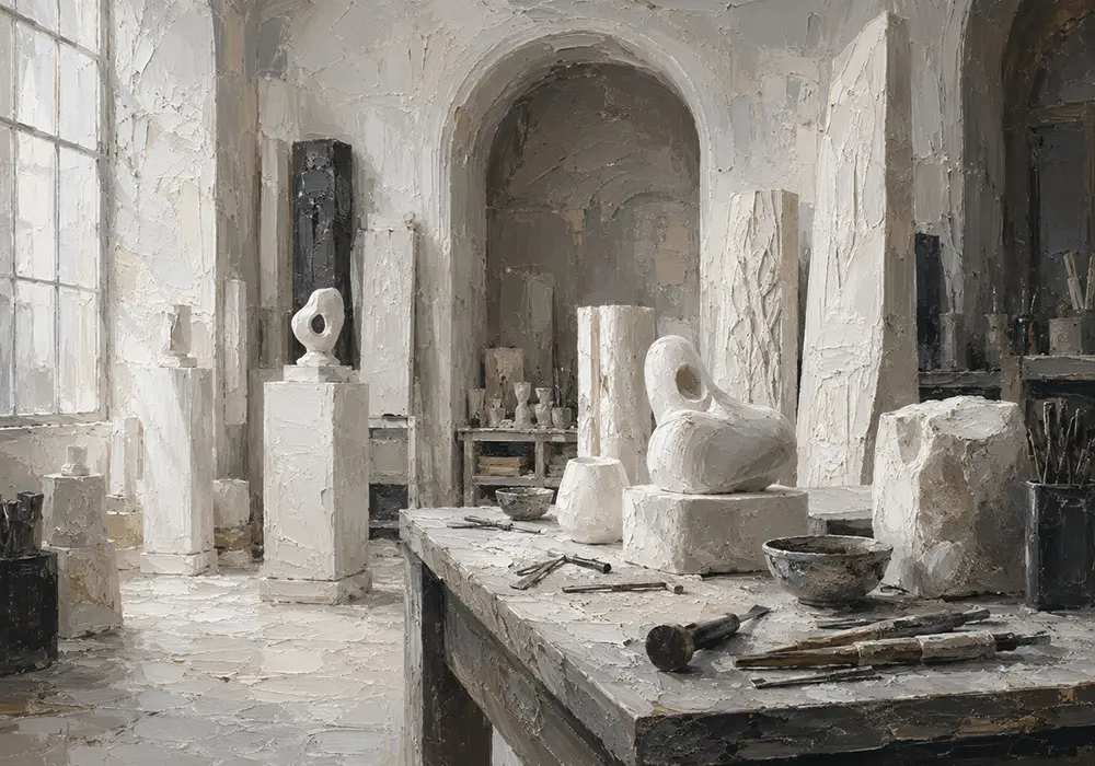 Alabaster Passage Workbench White Study Wall Art