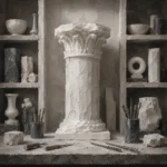 Alabaster Ritual Tall Unfinished Column Capital White Entryway Wall Art