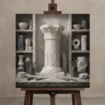 Premium Wall Art Kare Html Edition – NM3-WHT-AW-S-003 displayed on a studio easel