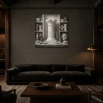 Premium Wall Art Kare Html Edition – NM3-WHT-AW-S-003 shown in a warm modern interior