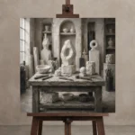 Premium Wall Art Kare Html Edition – NM3-WHT-AW-S-005 displayed on a studio easel