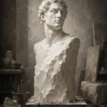 Alabaster Sentinel Alabaster Bust White Living Room Wall Art