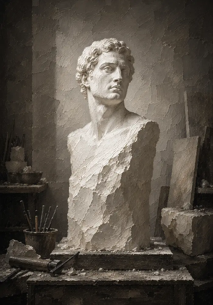 Alabaster Sentinel Alabaster Bust White Living Room Wall Art