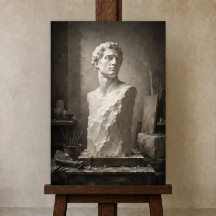 Premium Wall Art Dikey Html Edition – NM3-WHT-AW-V-001 displayed on a studio easel