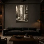 Premium Wall Art Dikey Html Edition – NM3-WHT-AW-V-002 shown in a warm modern interior