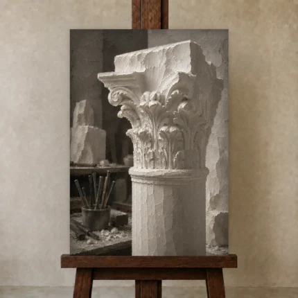 Premium Wall Art Dikey Html Edition – NM3-WHT-AW-V-003 displayed on a studio easel