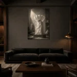 Premium Wall Art Dikey Html Edition – NM3-WHT-AW-V-004 shown in a warm modern interior