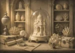 Ivory Procession Carved Miniature Temple White Living Room Wall Art