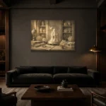 Premium Wall Art Yatay Html Edition – NM3-WHT-IC-H-001 shown in a warm modern interior
