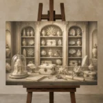 Premium Wall Art Yatay Html Edition – NM3-WHT-IC-H-002 displayed on a studio easel