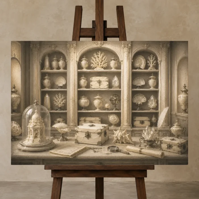 Premium Wall Art Yatay Html Edition – NM3-WHT-IC-H-002 displayed on a studio easel