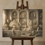 Premium Wall Art Yatay Html Edition – NM3-WHT-IC-H-003 displayed on a studio easel
