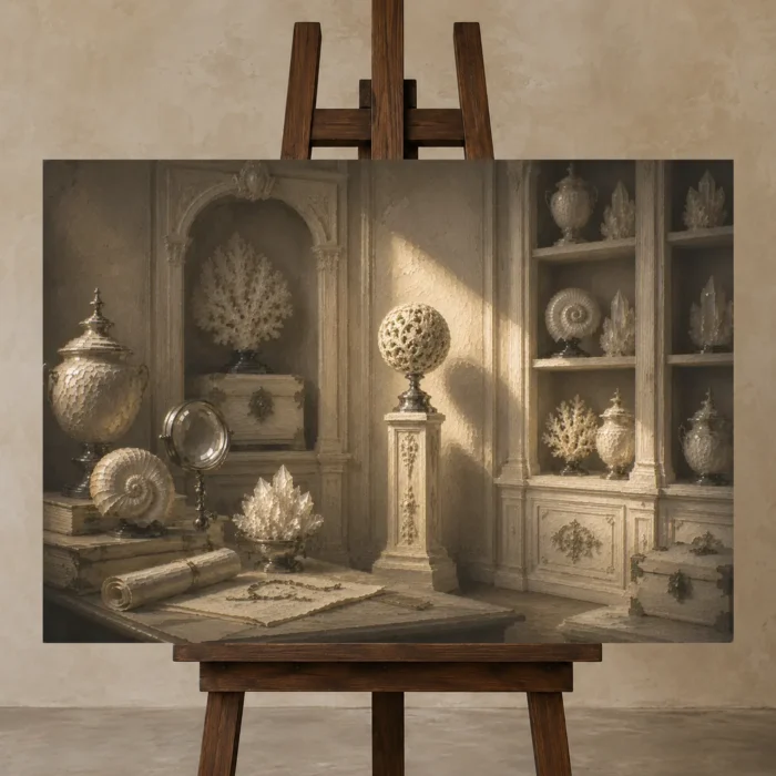 Premium Wall Art Yatay Html Edition – NM3-WHT-IC-H-005 displayed on a studio easel