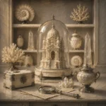 Ivory Cabinet Carved Miniature Temple White Living Room Wall Art
