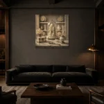 Premium Wall Art Kare Html Edition – NM3-WHT-IC-S-001 shown in a warm modern interior