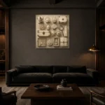 Premium Wall Art Kare Html Edition – NM3-WHT-IC-S-002 shown in a warm modern interior