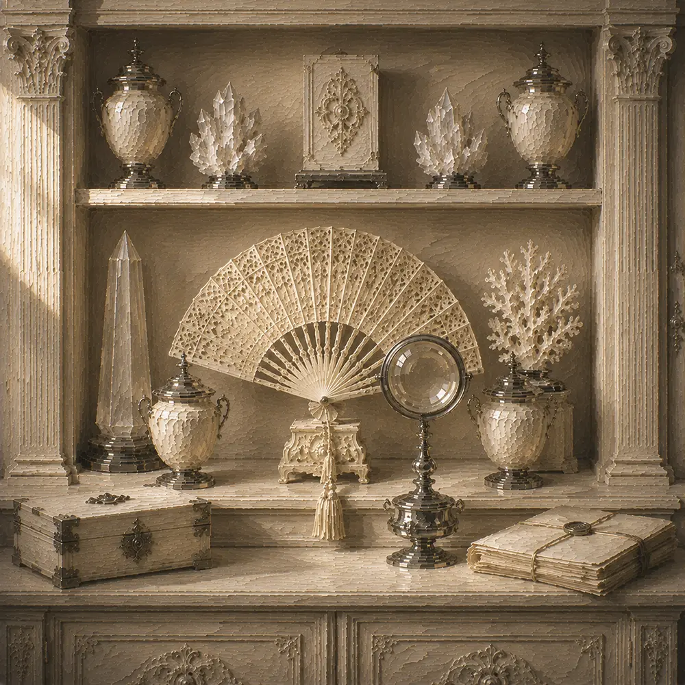 Ivory Ritual Antique Fan White Bedroom Wall Art