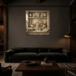 Premium Wall Art Kare Html Edition – NM3-WHT-IC-S-003 shown in a warm modern interior