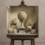 Premium Wall Art Kare Html Edition – NM3-WHT-IC-S-005 displayed on a studio easel