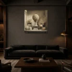 Premium Wall Art Kare Html Edition – NM3-WHT-IC-S-005 shown in a warm modern interior