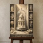 Premium Wall Art Dikey Html Edition – NM3-WHT-IC-V-001 displayed on a studio easel