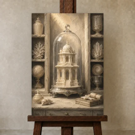Premium Wall Art Dikey Html Edition – NM3-WHT-IC-V-001 displayed on a studio easel