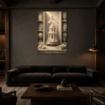 Premium Wall Art Dikey Html Edition – NM3-WHT-IC-V-001 shown in a warm modern interior
