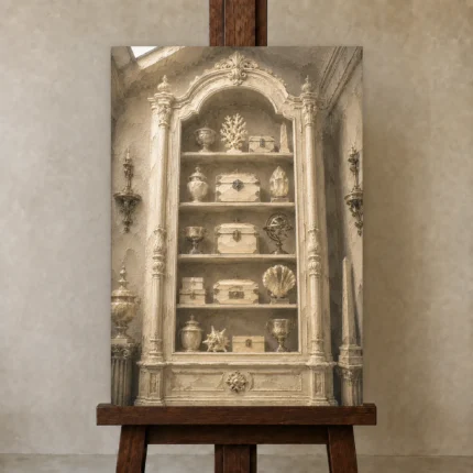 Premium Wall Art Dikey Html Edition – NM3-WHT-IC-V-002 displayed on a studio easel