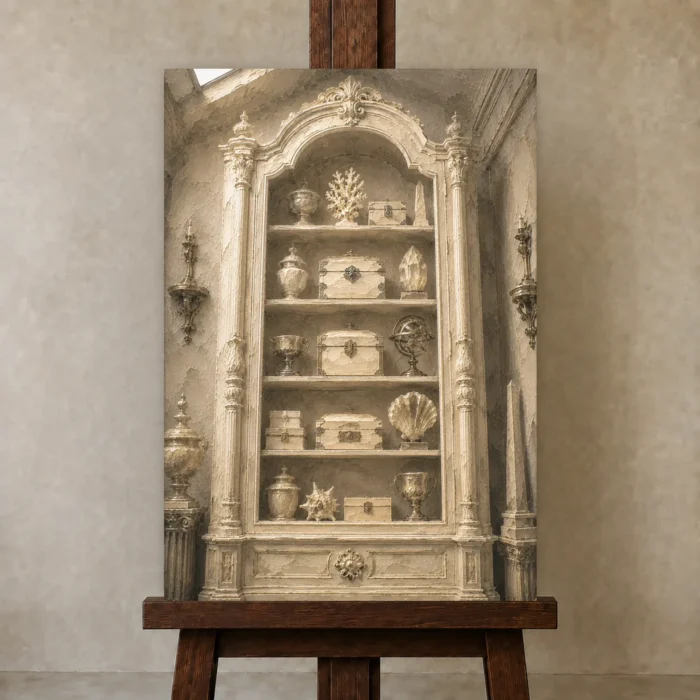 Premium Wall Art Dikey Html Edition – NM3-WHT-IC-V-002 displayed on a studio easel