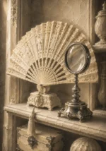 Ivory Reliquary Antique Fan White Bedroom Wall Art