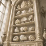 Ivory Portrait Cabinet Of White Shells And Mineral Forms White Entryway Wall Art