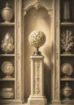 Ivory Ascent Delicate Carved Sphere White Living Room Wall Art