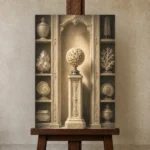 Premium Wall Art Dikey Html Edition – NM3-WHT-IC-V-005 displayed on a studio easel