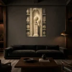 Premium Wall Art Dikey Html Edition – NM3-WHT-IC-V-005 shown in a warm modern interior