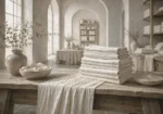 Linen Procession Stack Of Precisely Folded Table Linens White Bedroom Wall Art