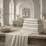 Linen Procession Stack Of Precisely Folded Table Linens White Bedroom Wall Art