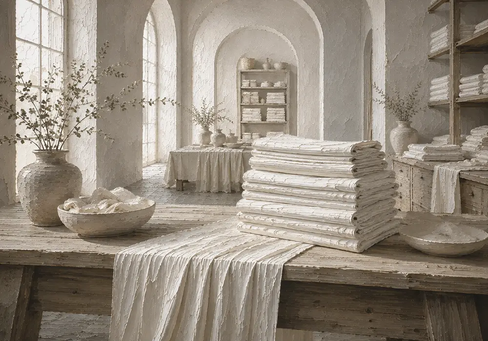 Linen Procession Stack Of Precisely Folded Table Linens White Bedroom Wall Art