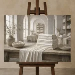 Premium Wall Art Yatay Html Edition – NM3-WHT-LI-H-001 displayed on a studio easel