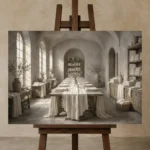 Premium Wall Art Yatay Html Edition – NM3-WHT-LI-H-002 displayed on a studio easel