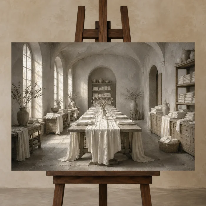 Premium Wall Art Yatay Html Edition – NM3-WHT-LI-H-002 displayed on a studio easel
