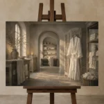 Premium Wall Art Yatay Html Edition – NM3-WHT-LI-H-003 displayed on a studio easel