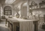 Linen Interlude Linen Runner White Dining Room Wall Art
