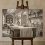 Premium Wall Art Yatay Html Edition – NM3-WHT-LI-H-004 displayed on a studio easel