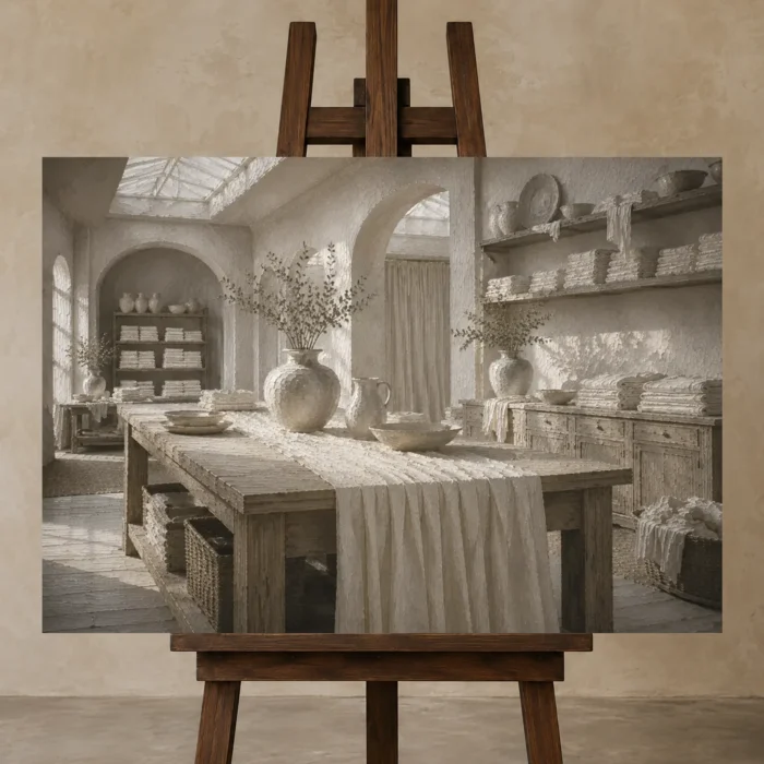 Premium Wall Art Yatay Html Edition – NM3-WHT-LI-H-004 displayed on a studio easel