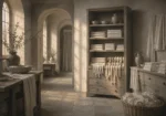 Linen Passage Cabinet Of Folded Textiles And Ribbon White Bedroom Wall Art