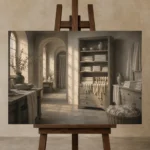 Premium Wall Art Yatay Html Edition – NM3-WHT-LI-H-005 displayed on a studio easel