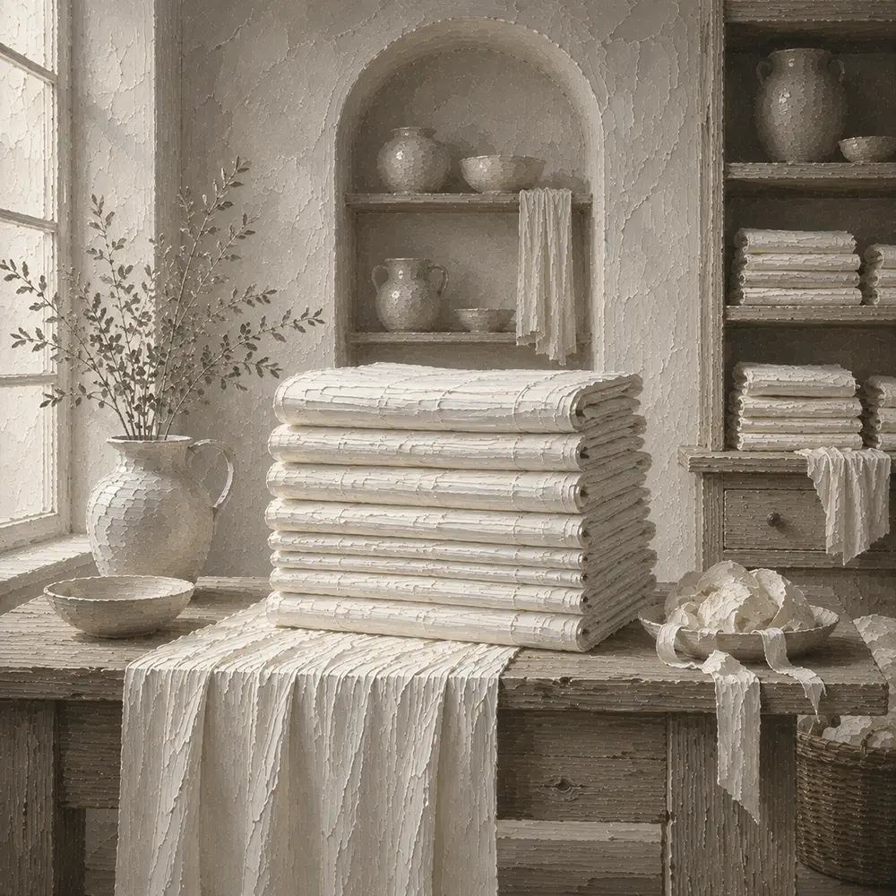 Linen Cabinet Stack Of Precisely Folded Table Linens White Bedroom Wall Art