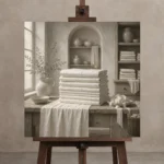 Premium Wall Art Kare Html Edition – NM3-WHT-LI-S-001 displayed on a studio easel