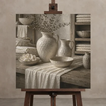 Premium Wall Art Kare Html Edition – NM3-WHT-LI-S-004 displayed on a studio easel