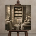 Premium Wall Art Kare Html Edition – NM3-WHT-LI-S-005 displayed on a studio easel